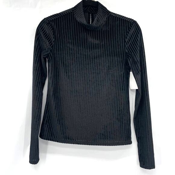 Chelsea Womens Black Velvet Corduroy Buttoned Mock Neck Top - Picture 1 of 9
